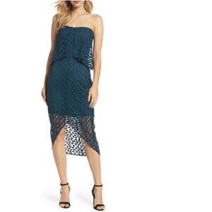 Chelsea28 Strapless Popover Dress Teal SZ 2